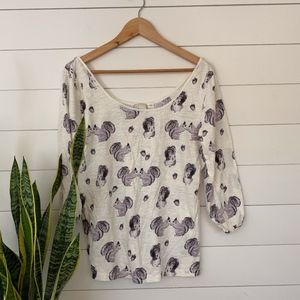 Anthropologie Forest Fete Squirrel Tee Shirt
